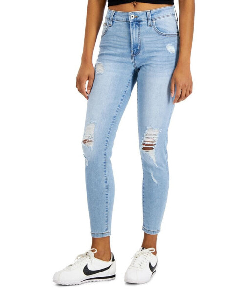 Juniors' Curvy Distressed Skinny Ankle Jeans