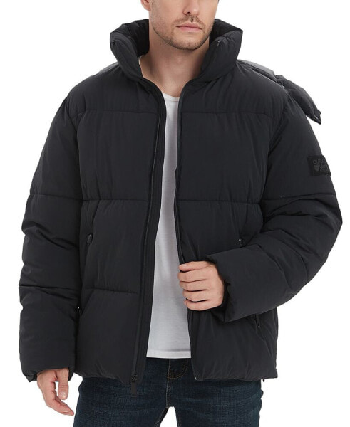 Men's 4-Way Stretch Quilted Puffer Jacket with Detachable Hood