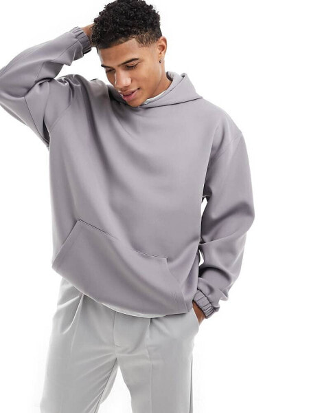 ASOS DESIGN oversized scuba hoodie in grey