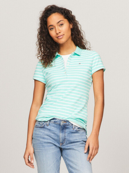 Slim Fit Stripe Stretch Cotton Polo