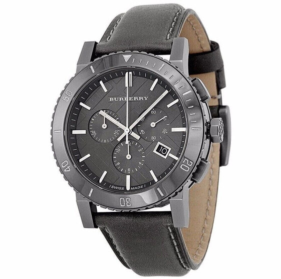 Часы BURBERRY Chronograph Grey Dial Grey Leather Men's Watch