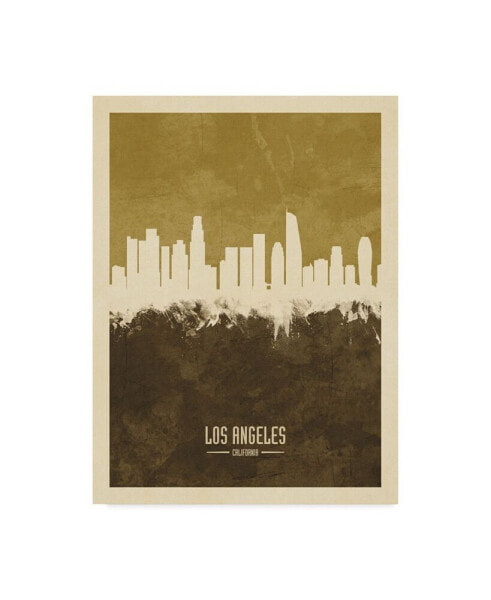 Michael Tompsett Los Angeles California Skyline Brown Canvas Art - 15" x 20"