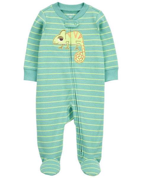 Baby Chameleon Zip-Up Cotton Sleep & Play Pajamas NB