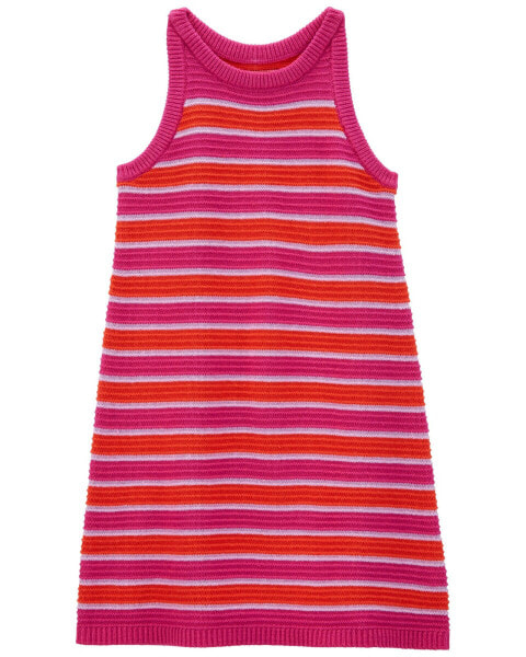 Kid Striped Tank Crochet Sweater Dress 5