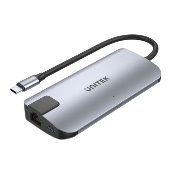 Unitek International UNITEK uHUB P5+ - USB 2.0 Type-C - 100 W - 10,100,1000 Mbit/s - Black - Grey - HDMI - RJ-45 - USB 2.0 - USB 3.2 Gen 2 (3.1 Gen 2) Type-A - Aluminium