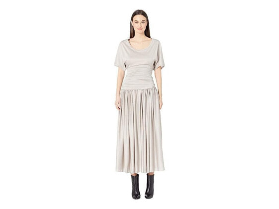 Neil Barrett 294295 Women Fall-Away Gathered Dress (Ghiaccio) Size M