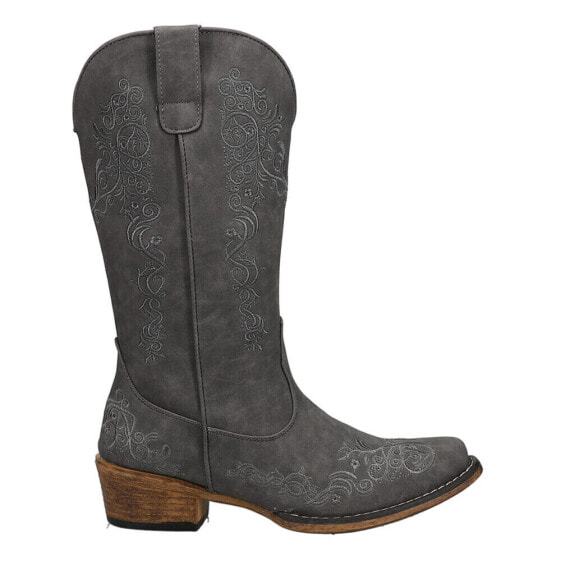 Roper Riley Scroll Snip Toe Cowboy Womens Grey Casual Boots 09-021-1566-3127