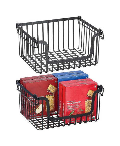 Stackable Food Organizer Storage Basket, Open Front - 2 Pack