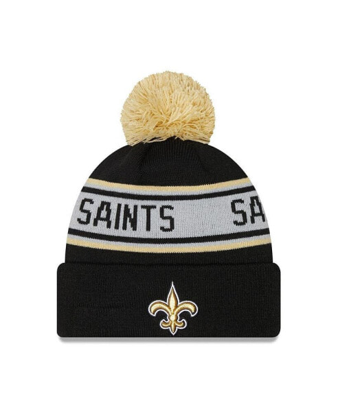 Men's Black New Orleans Saints Repeat Cuffed Knit Hat with Pom