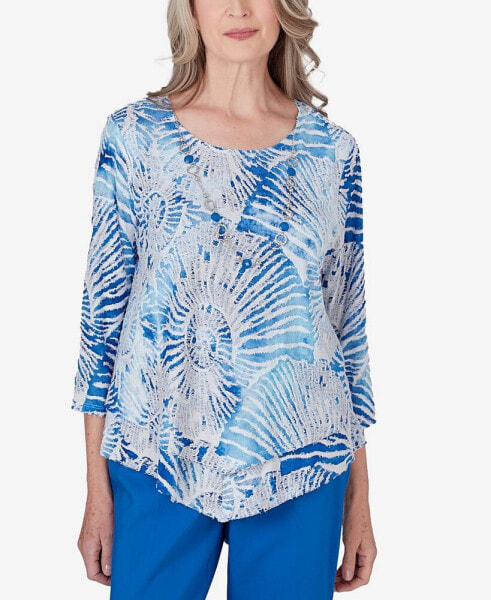 Women's Neptune Beach Seashell Embellished Top with Necklace