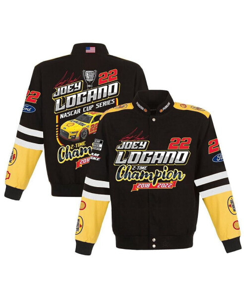 Men's Black Joey Logano Two-Time NASCAR Cup Series Champion Twill Full-Snap Jacket