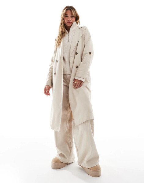 Stradivarius trench coat in stone