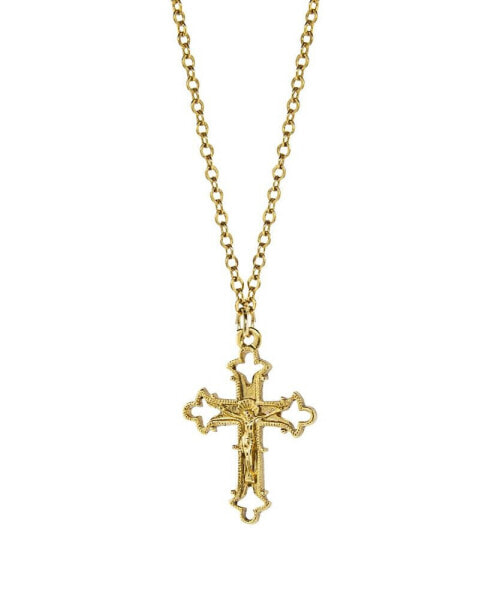 Symbols of Faith gold-Tone Crucifix Cross Necklace
