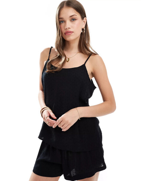 JDY texture cami co-ord in black