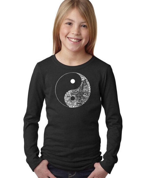 Big Girl's Word Art Long Sleeve T-Shirt - YIN YANG