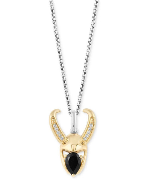 Wonder Fine Jewelry onyx & Diamond (1/10 ct. t.w.) Loki 18" Pendant Necklace in Sterling Silver & Gold-Plate