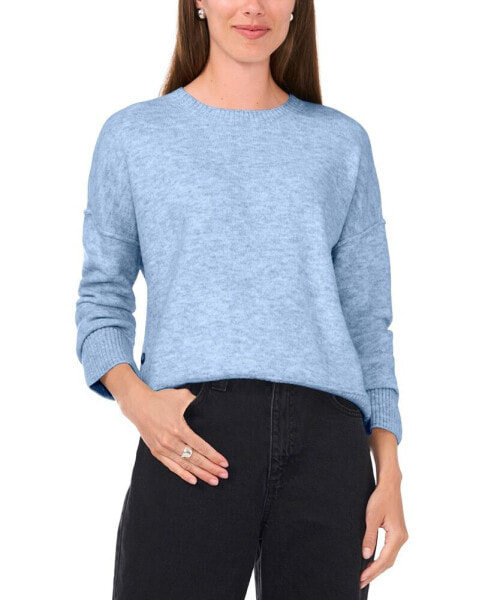 Women's Crewneck Drop-Shoulder Button-Trim Sweater