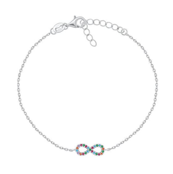 Charming silver bracelet with colored zircons Infinity BR42WRBW