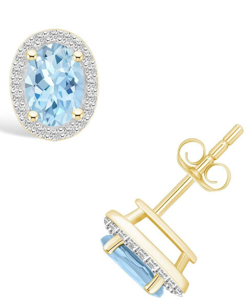 Серьги Macy's Spinel Aquamarine Halo Studs