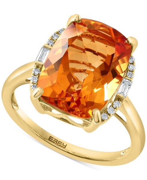 EFFY® Citrine (6-1/10 ct.t.w.) & Diamond (1/10 ct. t.w.) Halo Ring in 14k Gold