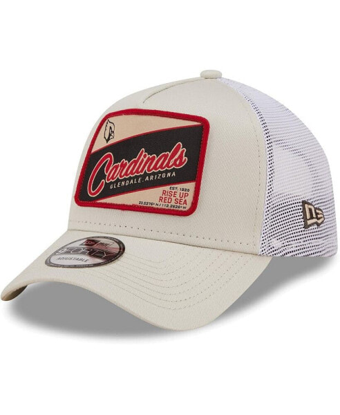 Men's Khaki, White Arizona Cardinals Happy Camper A-Frame Trucker 9FORTY Snapback Hat