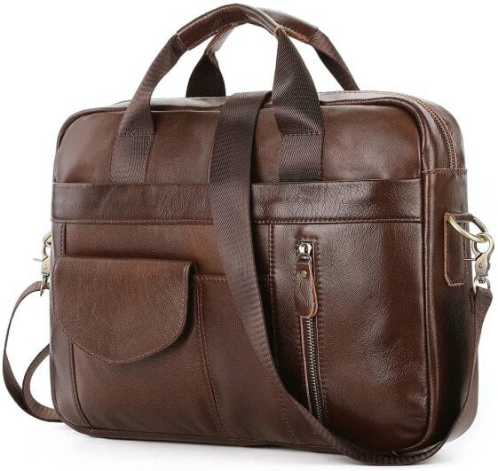 SPAHER Laptop Bag 14/15.6 Inch Briefcase Men's Business Bag Work Bag Men's Genuine Leather Bag Men's Shoulder Bag Messenger Bag Men Gift for Men