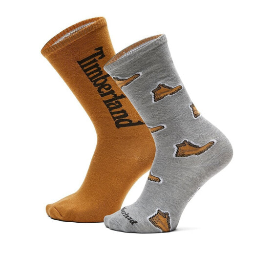 TIMBERLAND All Over Print Boot crew socks 2 pairs