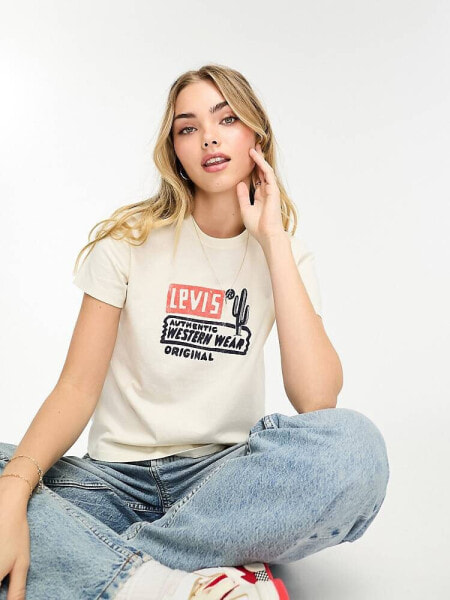 Levi's t-shirt with cactus logo in cream