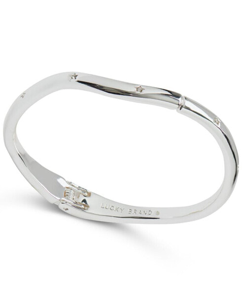 Silver-Tone Pavé Star-Accented Bangle Bracelet