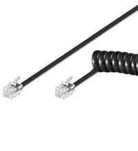 Wentronic Phone Handset Spiral Cable - 4m - 4 m - RJ-10 - RJ-10 - Black - Male - Male