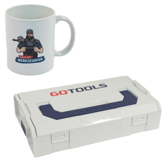 GOTOOLS Kaffeetasse Keramik 300ml "Echter Werkzeugfan" + GOTOOLS L-Boxx Mini