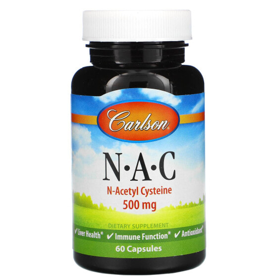 Антиоксидант Carlson N-A-C, 500 мг, 60 капсул