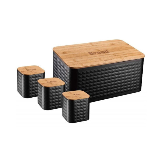 Хлебница Klausberg 7639 черного цвета с доской из бамбука и комплект контейнеров для кухни
