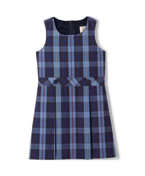 Big Girls School Uniform Plaid Jumper Top of Knee