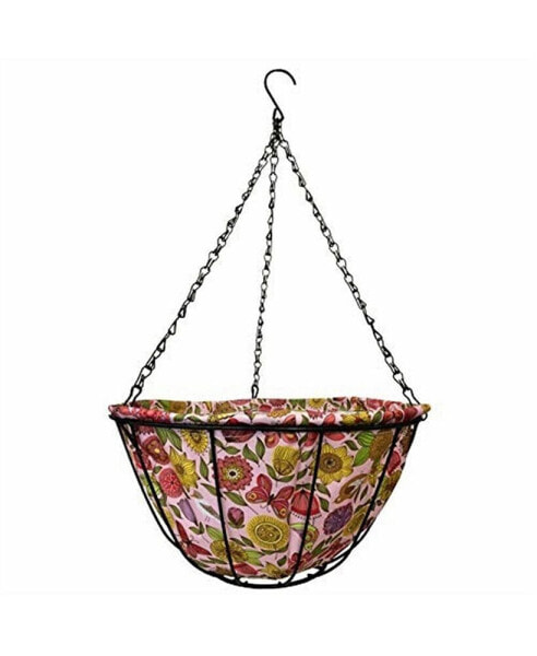 141424 Hanging Basket w Fabric Coco Liner, 14in