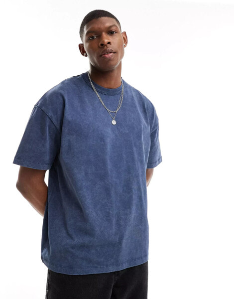 ASOS DESIGN oversized t-shirt in heavyweight 220gsm washed blue