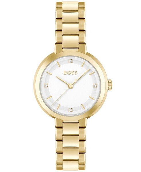 Women's Sena Quartz Ionic Plated Thin Gold-Tone Steel Watch 34mm