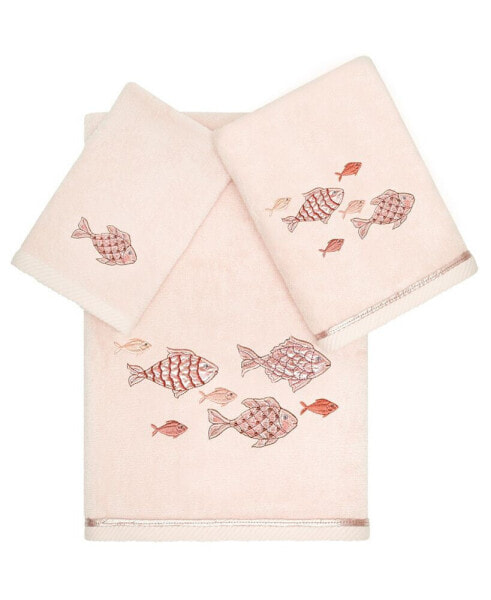 Textiles Turkish Cotton Figi Embellished Towel Set, 3 Piece