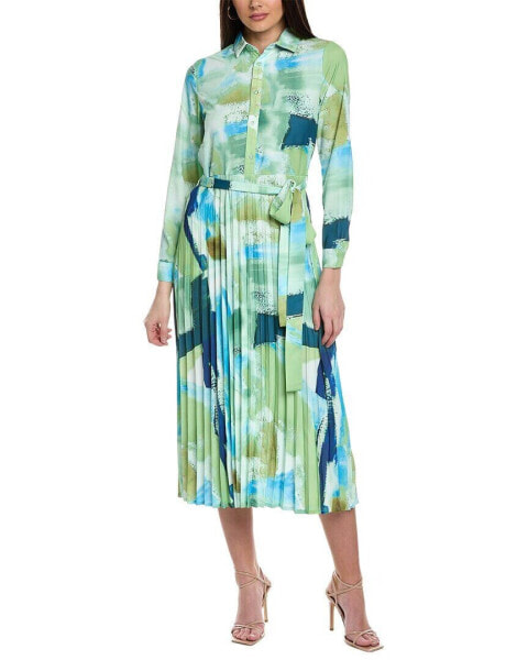 Yal New York Pleated Shirtdress Women's Green Xs