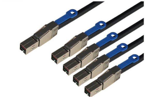 Overland-Tandberg 2M external SAS 4-way fanout cable -– mini-SAS HD (SFF-8644) to (4x) mini-SAS HD (SFF-8644) - 2 m - SFF-8644 - 4 x SFF-8644 - Straight - Straight - Black