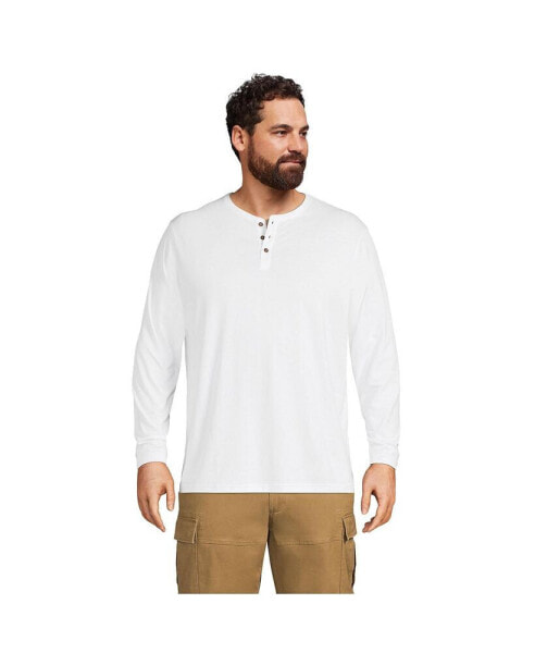 Men's Big and Tall Supima Jersey Long Sleeve Henley T-Shirt