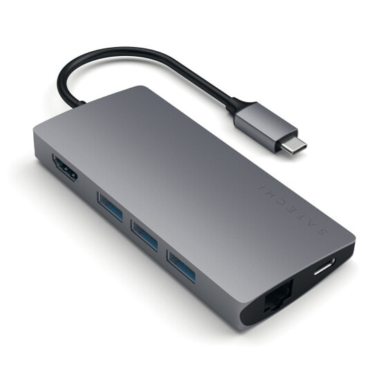 Satechi Multi-Port Adapter V2 Dock st. - USB 3.2 Gen 1 (3.1 Gen 1) Type-C - Grey - MicroSD (TransFlash) - SD - HDMI - RJ-45 - USB 3.2 Gen 1 (3.1 Gen 1) Type-A - Aluminium - USB