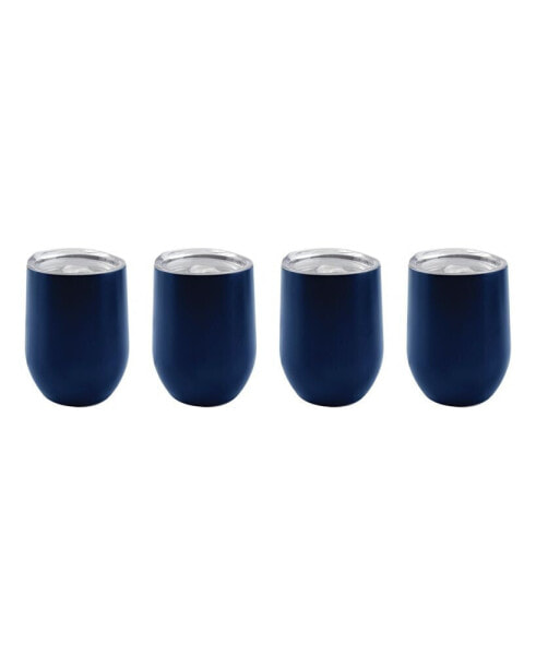 12 Oz Insulated Navy Wine Tumblers, Set of 4