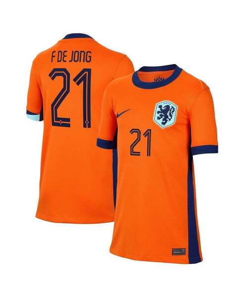 Youth Frenkie de Jong Orange Netherlands National Team 2024 Home Replica Jersey