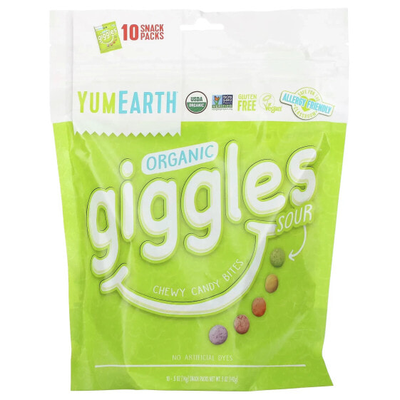 Конфеты YumEarth Organic Giggles кислые, 10 упаковок по 14 г