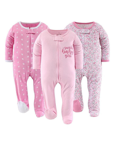 Пижама The Peanutshell Floral Love Baby Sleepers, 3-Pack.