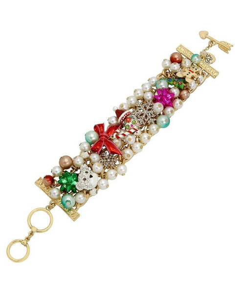 Браслет Betsey Johnson Christmas Statement Pearl