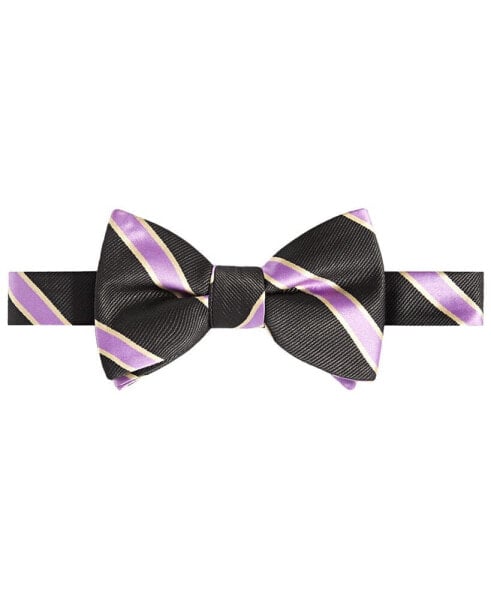 Men's Purple & Gold Stripe Bow Tie