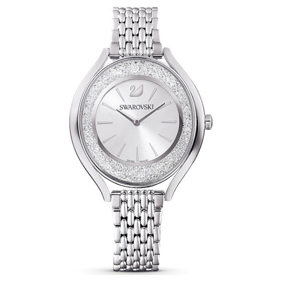SWAROVSKI Damen Armbanduhr Crystalline Aura Uhr Schweizer Produktion, Metallarmband, Silberfarben, Edelstahl 5519462