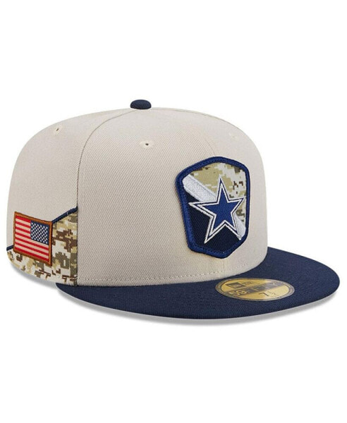 Men's Stone, Navy Dallas Cowboys 2023 Salute To Service 59FIFTY Fitted Hat